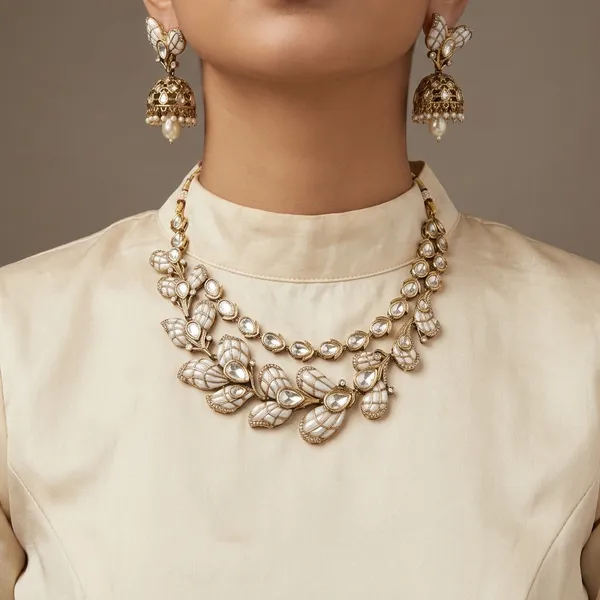 Antique_Kundan_Leaf_Design_Necklace_Set_with_earings