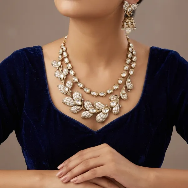 Antique_Kundan_Leaf_Design_Necklace_Set_with_earings