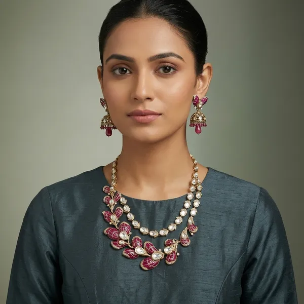 Maroon_Kundan_Polki_Meenakari_Floral_Necklace_Set_for_Women