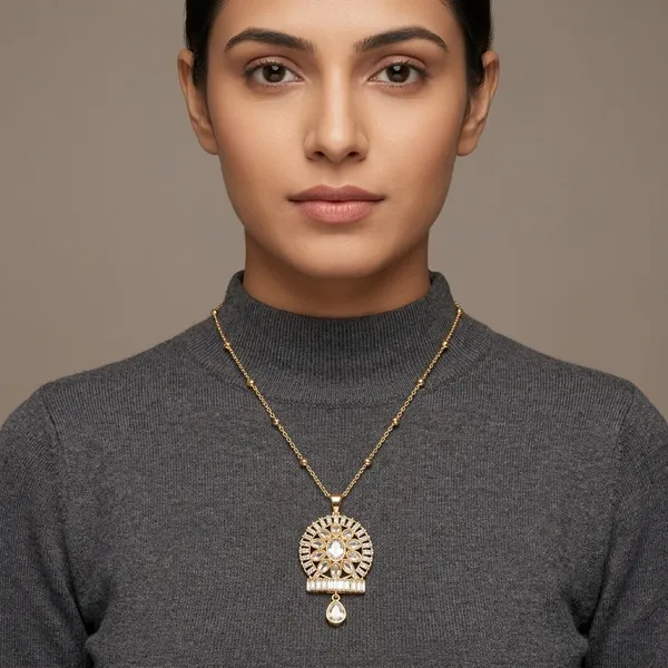 Gold_Plated_Floral_Crystal_Pendant_Necklace_with_Bead_Chain