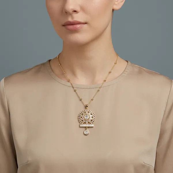 Gold_Plated_Floral_Crystal_Pendant_Necklace_with_Bead_Chain