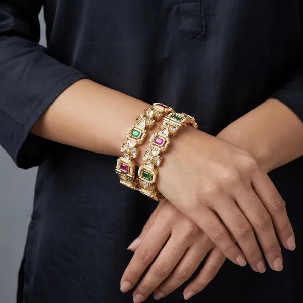 Gold_Plated_Multicolor_Stone_Studded_Bangles_Set_of_2