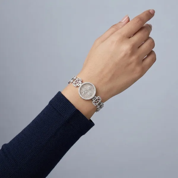 Silver_Polish_Kundan_Work_Bracelet_Watch_with_Honeycomb_Dial