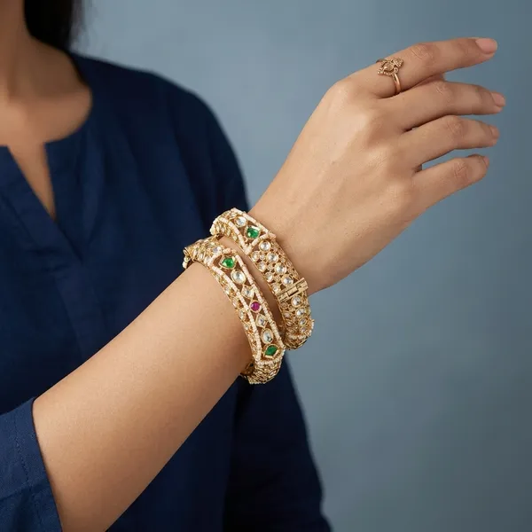 Gold_Plated_Kundan_Bangle_Set_with_Multicolor_Stones