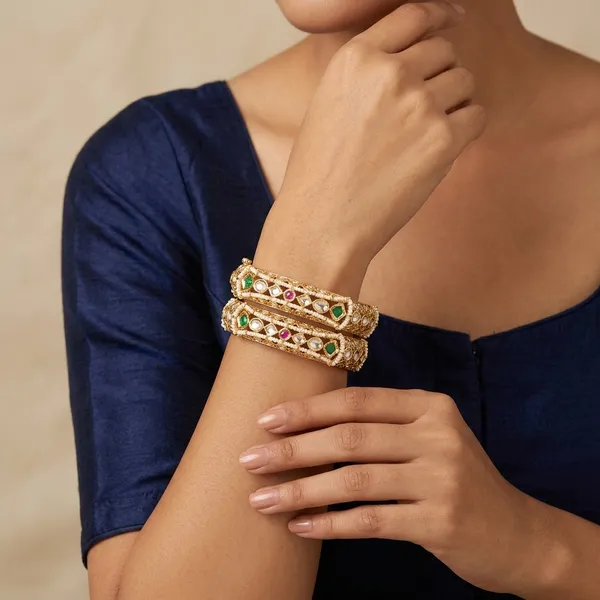 Gold_Plated_Kundan_Bangle_Set_with_Multicolor_Stones