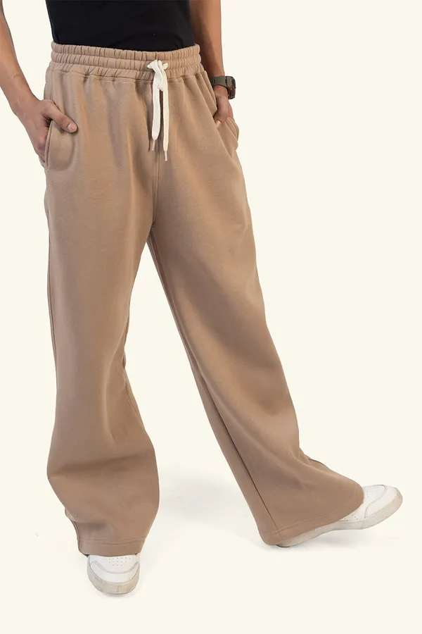 Relaxed_Fit_Beige_Wide_Leg_Fleece_Lower_for_Unisex