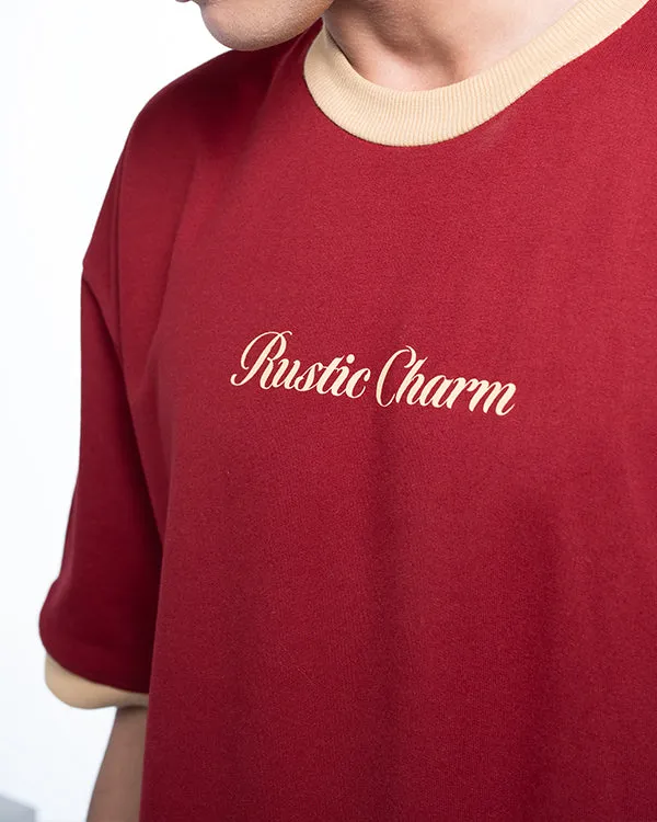 Rustic_Charm_Mehroon__T-shirt_For_Unisex