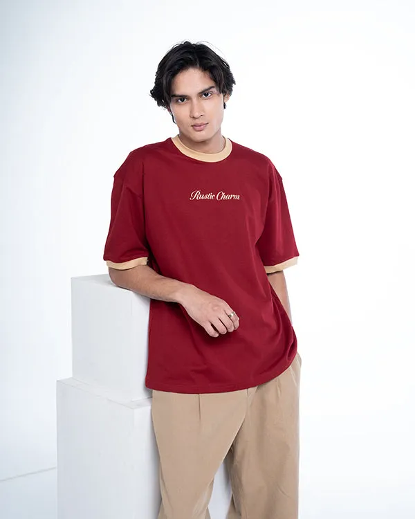 Rustic_Charm_Mehroon__T-shirt_For_Unisex