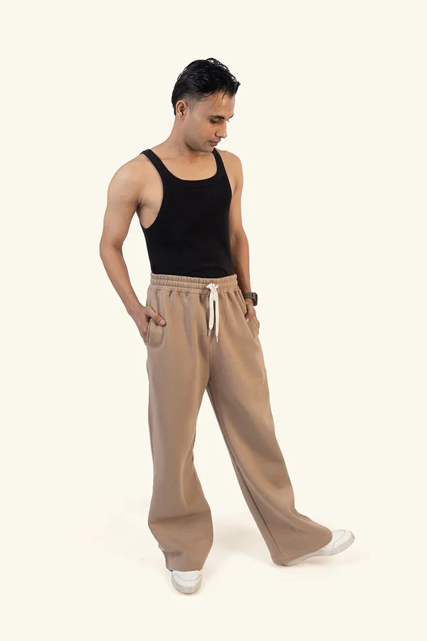 Relaxed_Fit_Beige_Wide_Leg_Fleece_Lower_for_Unisex