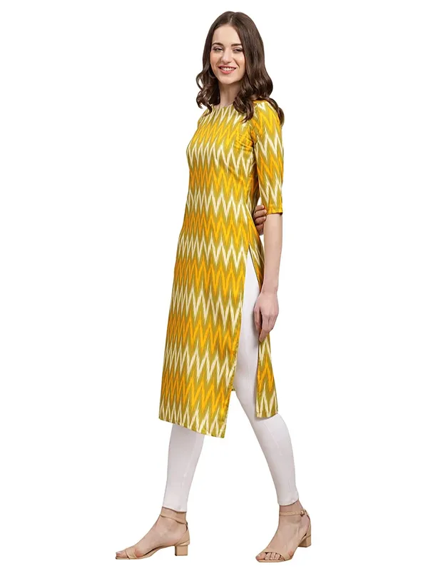 Yellow_Crepe_Printed_Kurti_For_Women