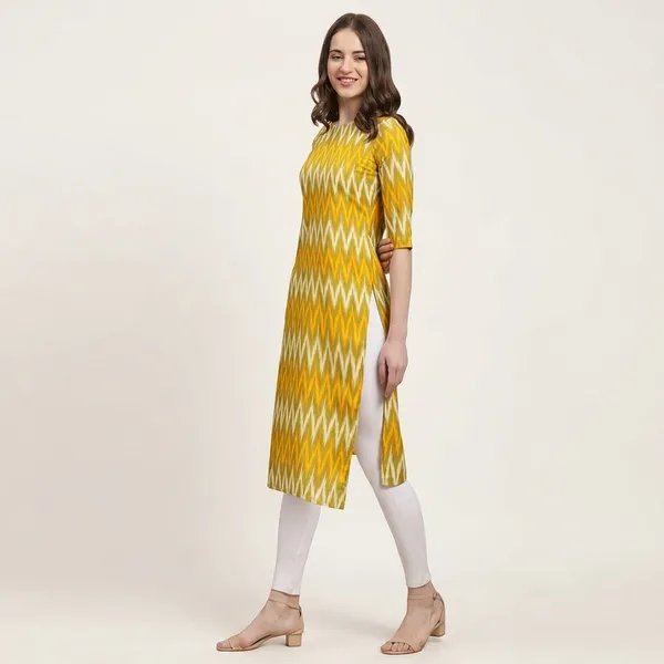 Yellow_Crepe_Printed_Kurti_For_Women