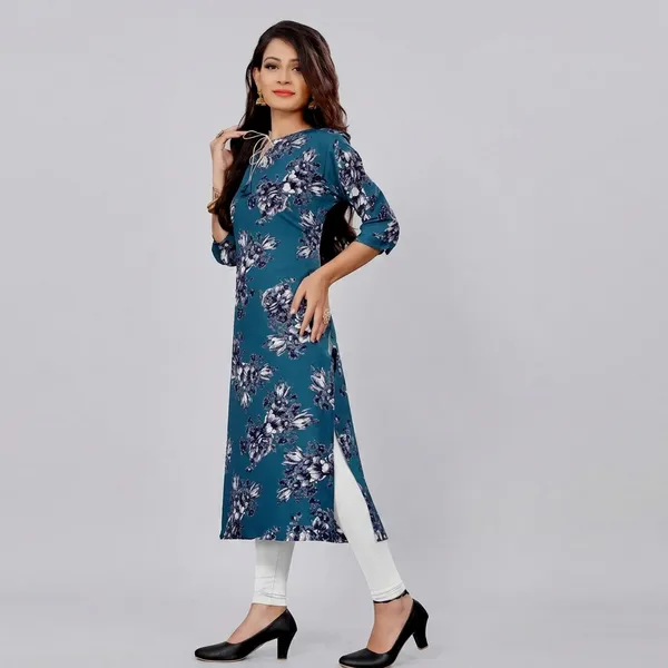 Blue_Crepe_Printed_Kurti_For_Women
