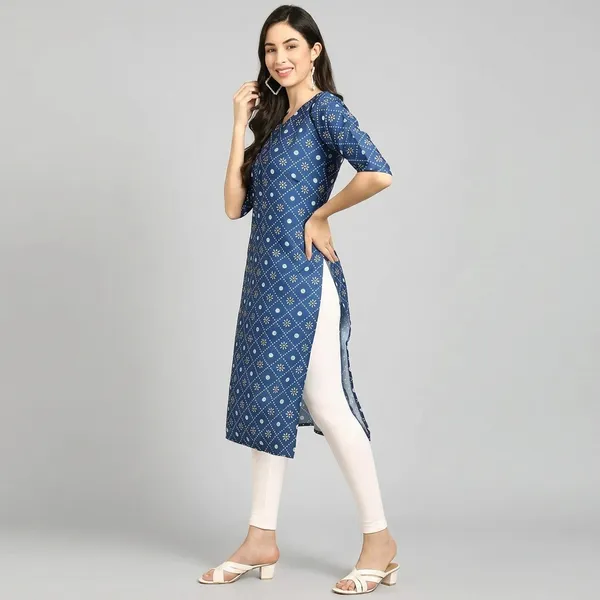Blue_Crepe_Printed_Kurti_For_Women