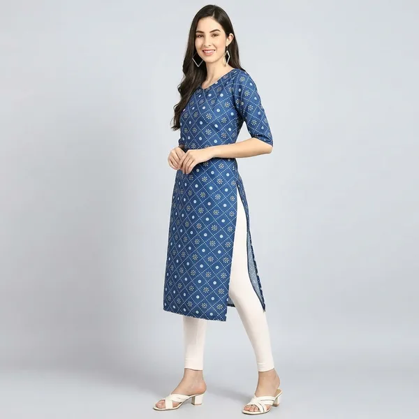 Blue_Crepe_Printed_Kurti_For_Women