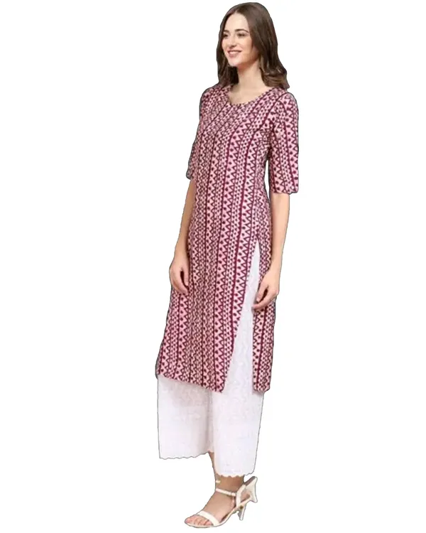 Brown_Crepe_Printed_Kurti_For_Women