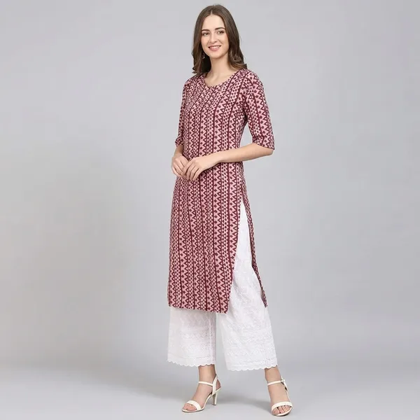 Brown_Crepe_Printed_Kurti_For_Women