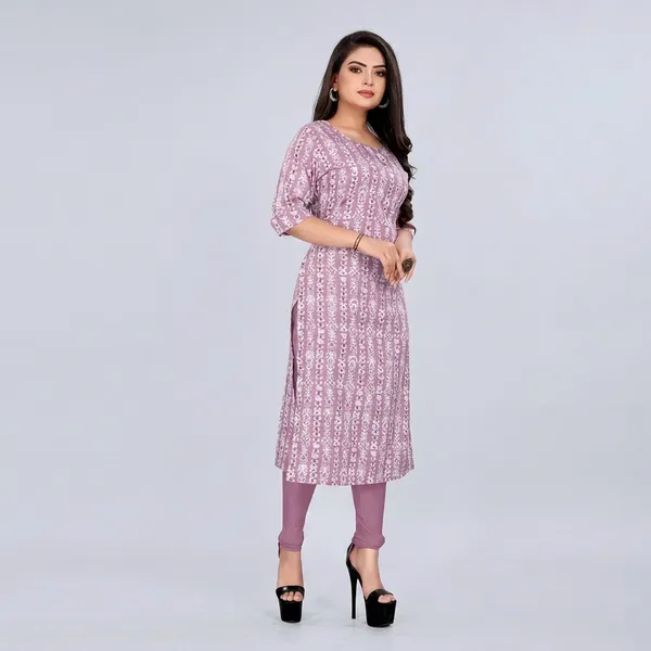 Lavender_Crepe_Printed_Kurti_For_Women