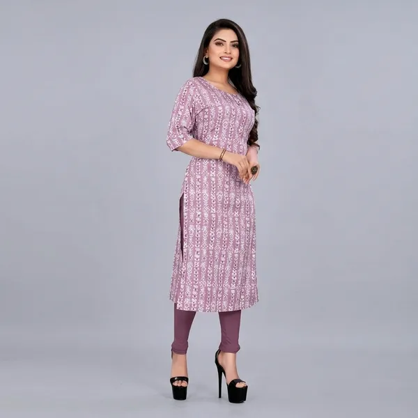 Lavender_Crepe_Printed_Kurti_For_Women
