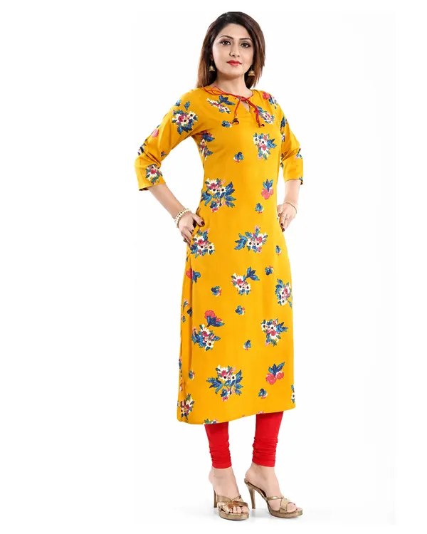 Yellow_Crepe_Printed_Kurti_For_Women