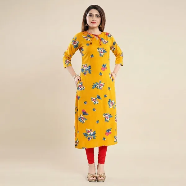 Yellow_Crepe_Printed_Kurti_For_Women