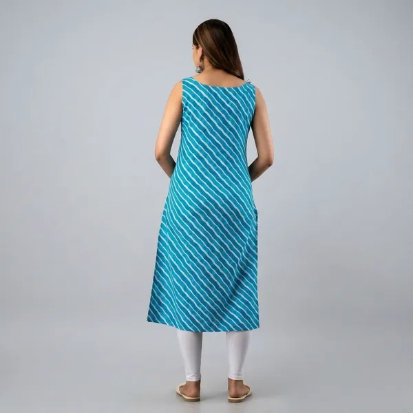 Blue_Crepe_Printed_Kurti_For_Women