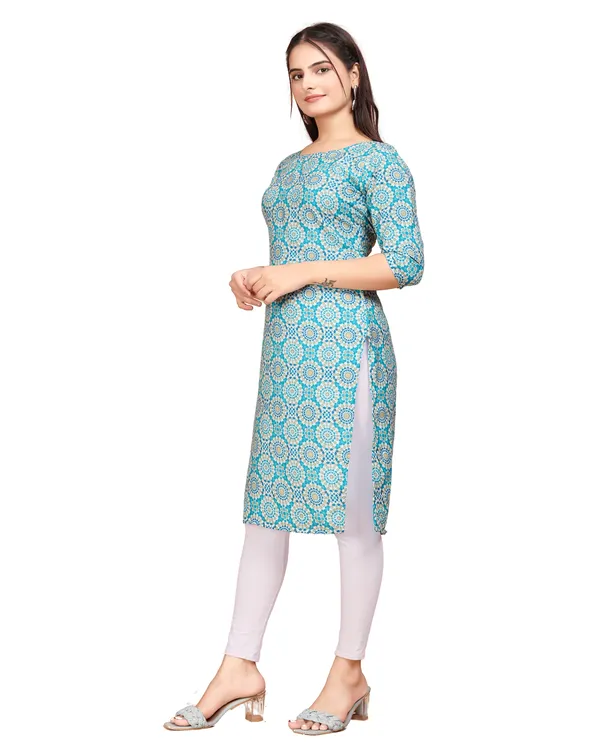 Blue_Crepe_Printed_Kurti_For_Women