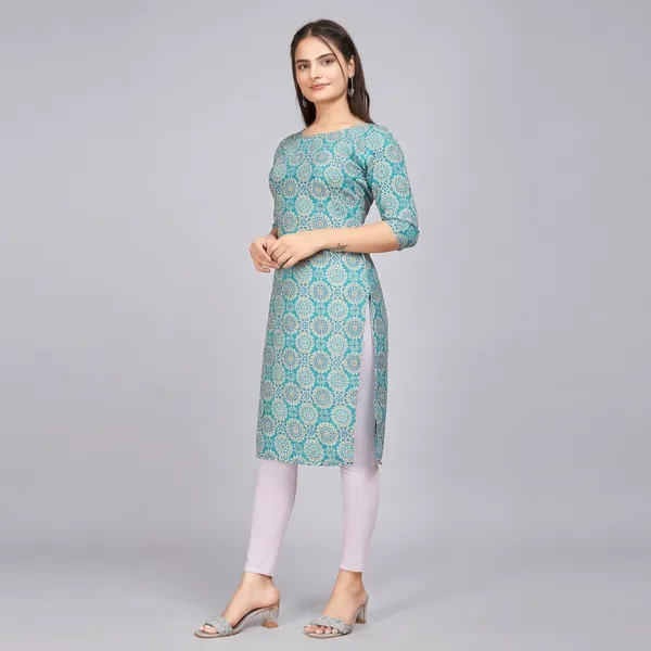 Blue_Crepe_Printed_Kurti_For_Women