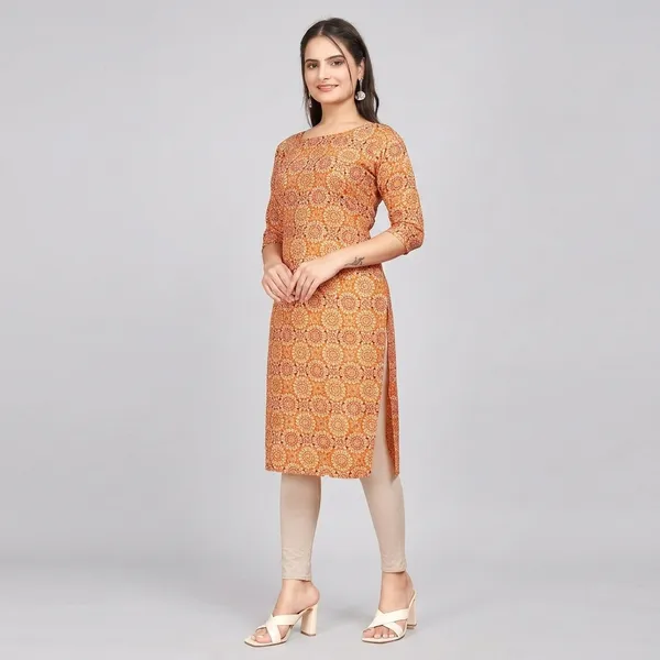 Beige_Crepe_Printed_Kurti_For_Women