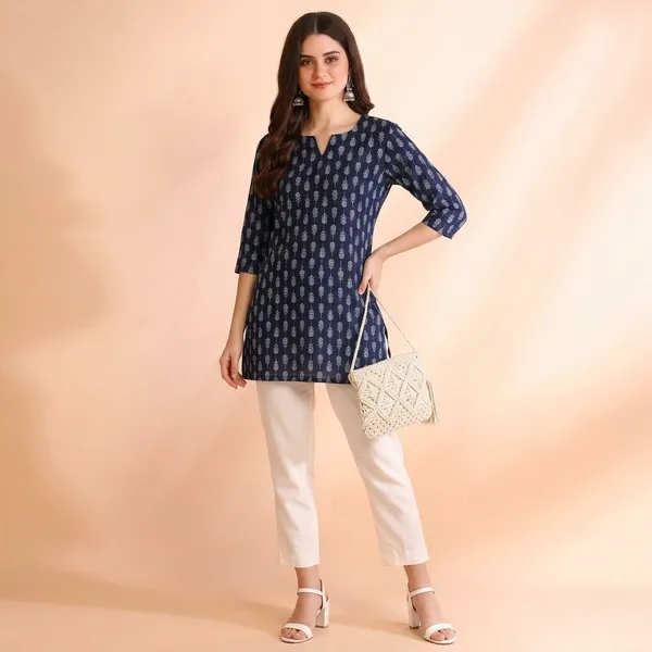 Blue_Cotton_Printed_Tunic_For_Women