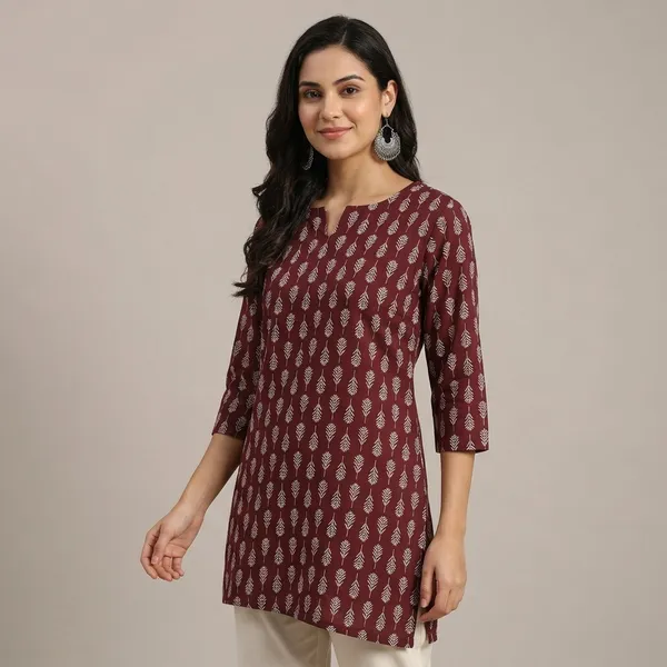 Maroon_Cotton_Printed_Tunic_For_Women