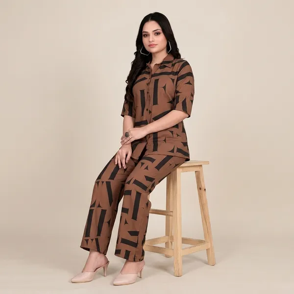 Brown_Crepe_Co-Ord_Set_For_Women