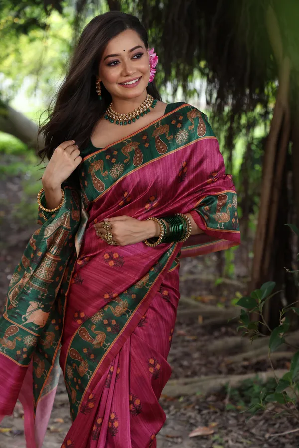Plum_Georgette_Peacock_Printed_Saree_For_Women