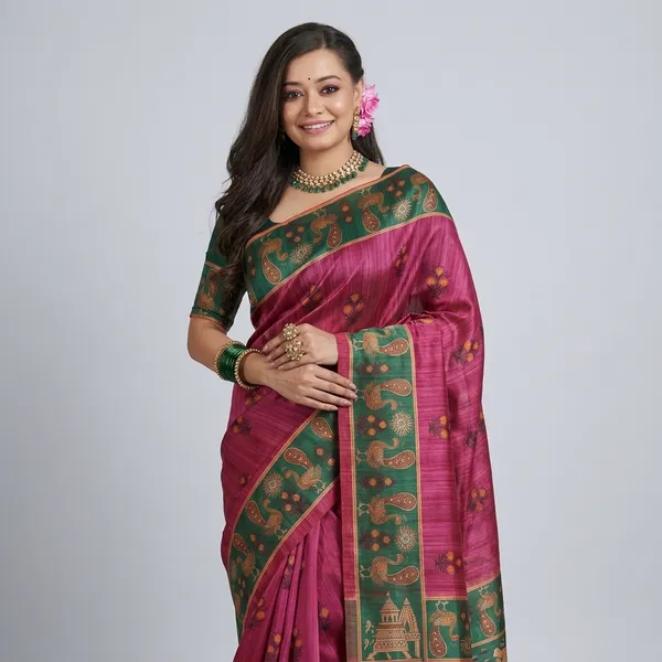 Plum_Georgette_Peacock_Printed_Saree_For_Women