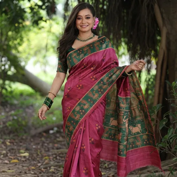 Plum_Georgette_Peacock_Printed_Saree_For_Women