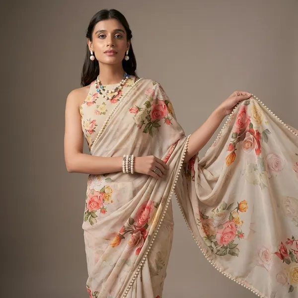 Beige_Georgette_Printed_Pearl_Lace_Saree_For_Women