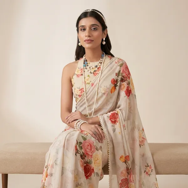 Beige_Georgette_Printed_Pearl_Lace_Saree_For_Women