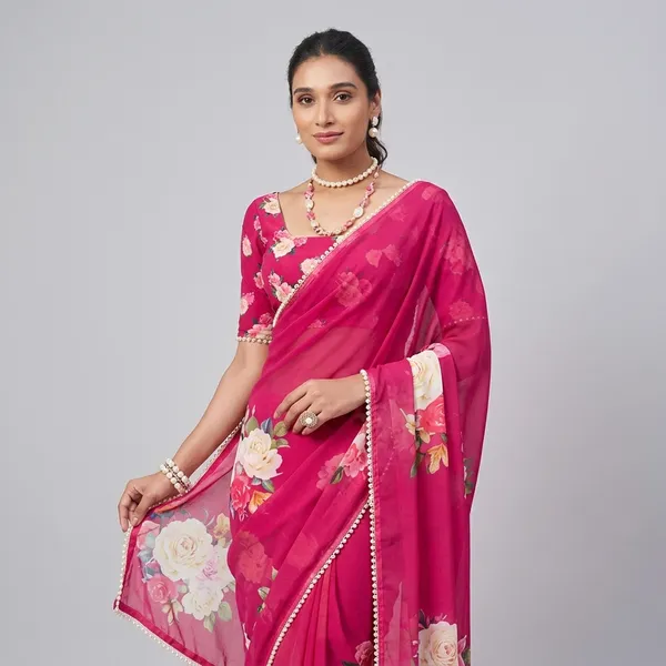 Pink_Georgette_Printed_Pearl_Lace_Saree_For_Women
