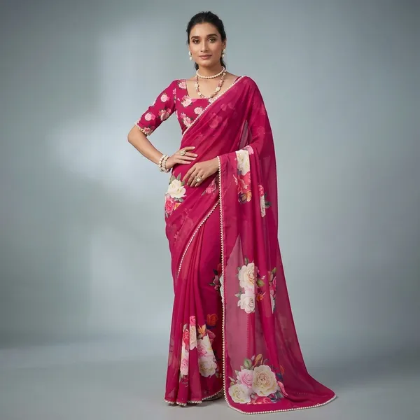Pink_Georgette_Printed_Pearl_Lace_Saree_For_Women