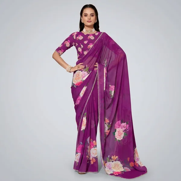 Purple_Georgette_Printed_Pearl_Lace_Saree_For_Women