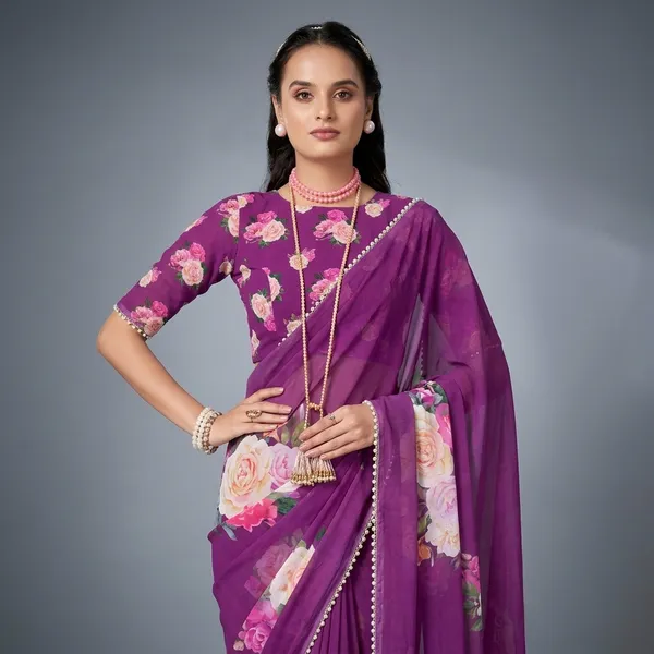 Purple_Georgette_Printed_Pearl_Lace_Saree_For_Women