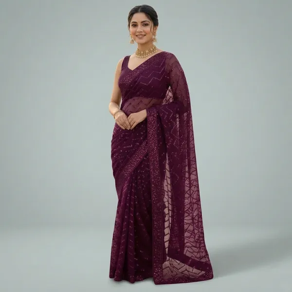 Purple_Georgette_Sequin_Zigzag_Pattern_Saree_For_Women