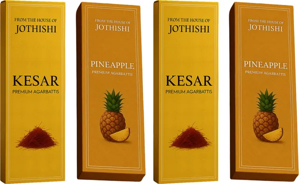 Jothishi_Multinote_Longlasting_Fragrance_Agarbatti_Kesar,_Pineapple_Set_Of_4