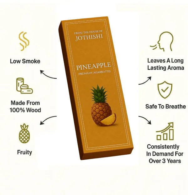 Jothishi_Pineapple_And_Vanilla_Incense_Sticks_Long_Lasting_Fresh_And_Soothing_Fragrance_Pineapple,_Vanilla_Set_Of_2