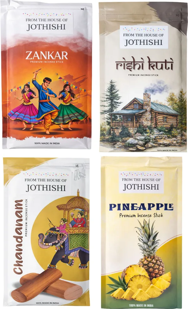 Jothishi_Chandan_Pineapple_Mix_Fragrance_Agarbatti_Combo_Set_Of_4