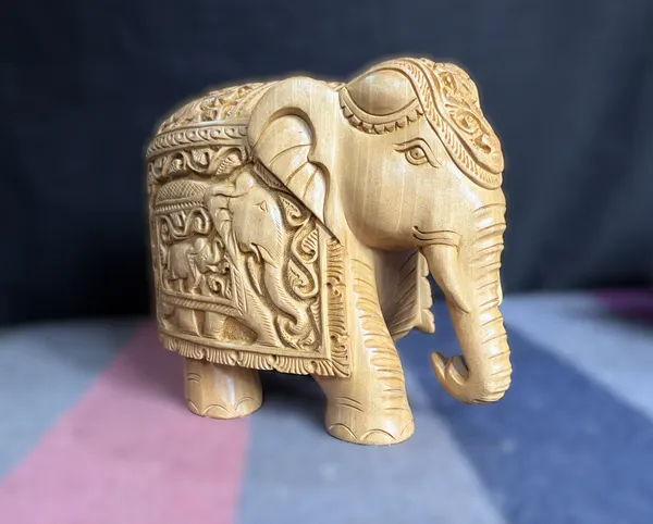 Authentic_Shikar_Carved_Solid_Wood_Elephant_–_Traditional_Indian_Shikargah_Relief_Wildlife_Sculpture_in_Natural_Kadam_Timber