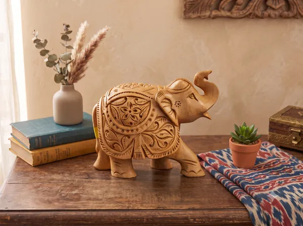 Hand-Carved_Kadam_Wood_Elephant_with_Upturned_Trunk_–_Traditional_Floral_Relief_Vastu_Showpiece