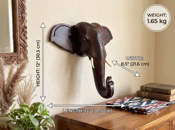 Hand-Carved_Solid_Rosewood_Elephant_Head_Wall_Mount_Faux_Taxidermy_Wood_Sculpture_&_Entryway_Wall_Decor