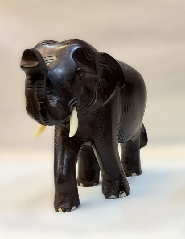 The_Royal_Salute_Tusker:_6"_Hand-Chiseled_Indian_Rosewood_Elephant_Figurine_–_Welcoming_Vastu_Hardwood_Sculpture