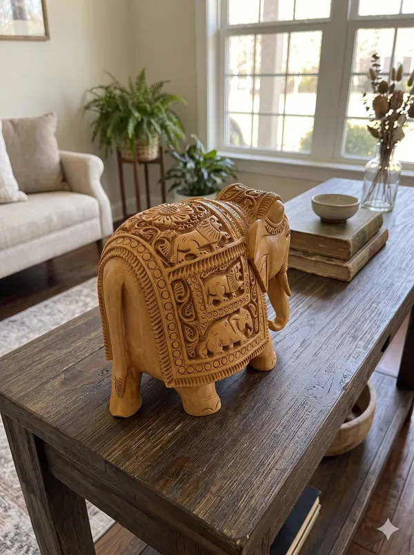 Masterpiece_Hand-Carved_Solid_Wood_Elephant_with_Detailed_Wildlife_Panels_–_Natural_Timber_Bas-Relief_Centerpiece