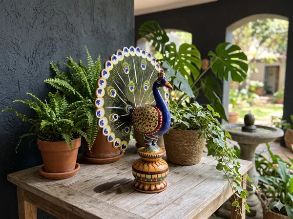 Hand-Painted_Wooden_Dancing_Peacock_with_Fanned_Tail_on_Lotus_Base_–_Traditional_Rajasthani_Folk_Art_Showpiece